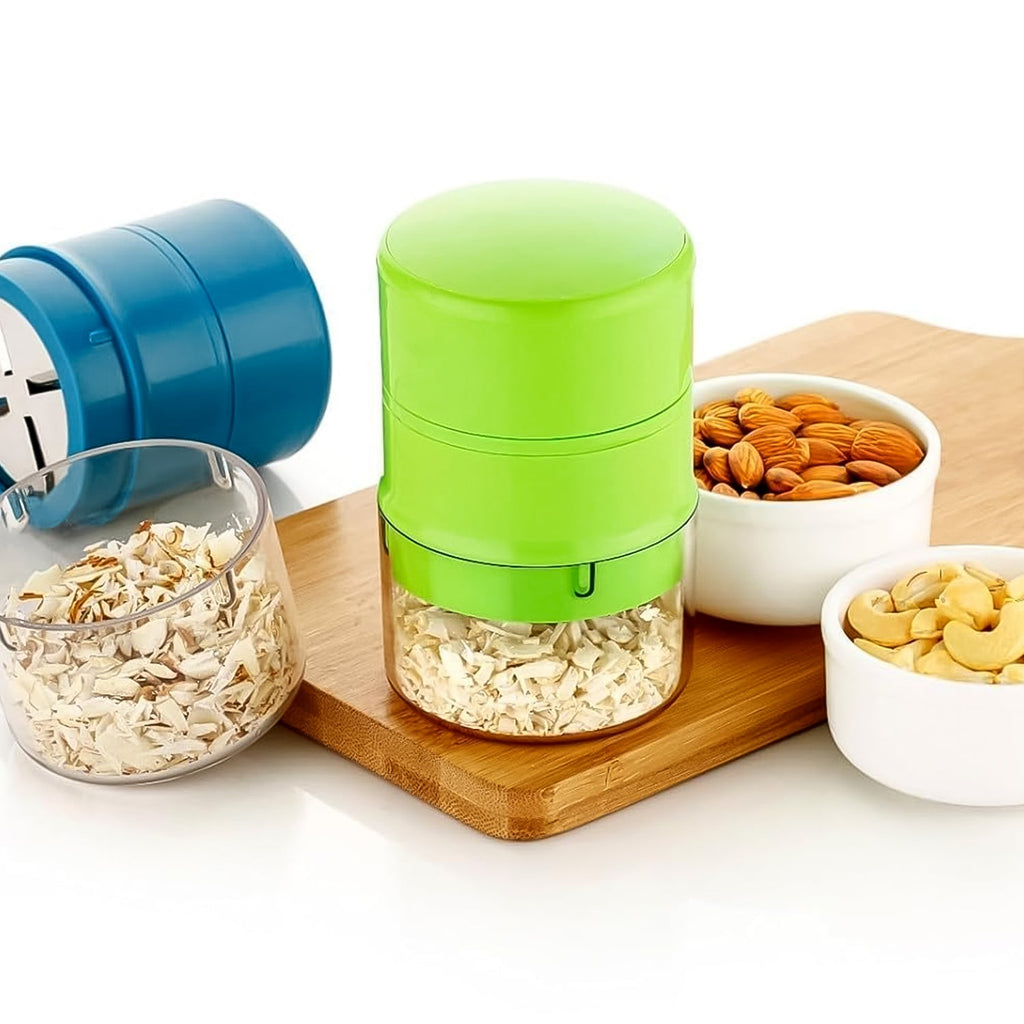 Dry fruit cutter also slicing vegetables like carrots and cucumbers for snack prep.