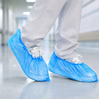 Close-up of elastic edge of disposable shoe cover