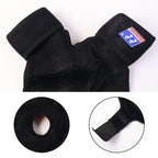 Close-up of elastic knee support strap with adjustable velcro closure
