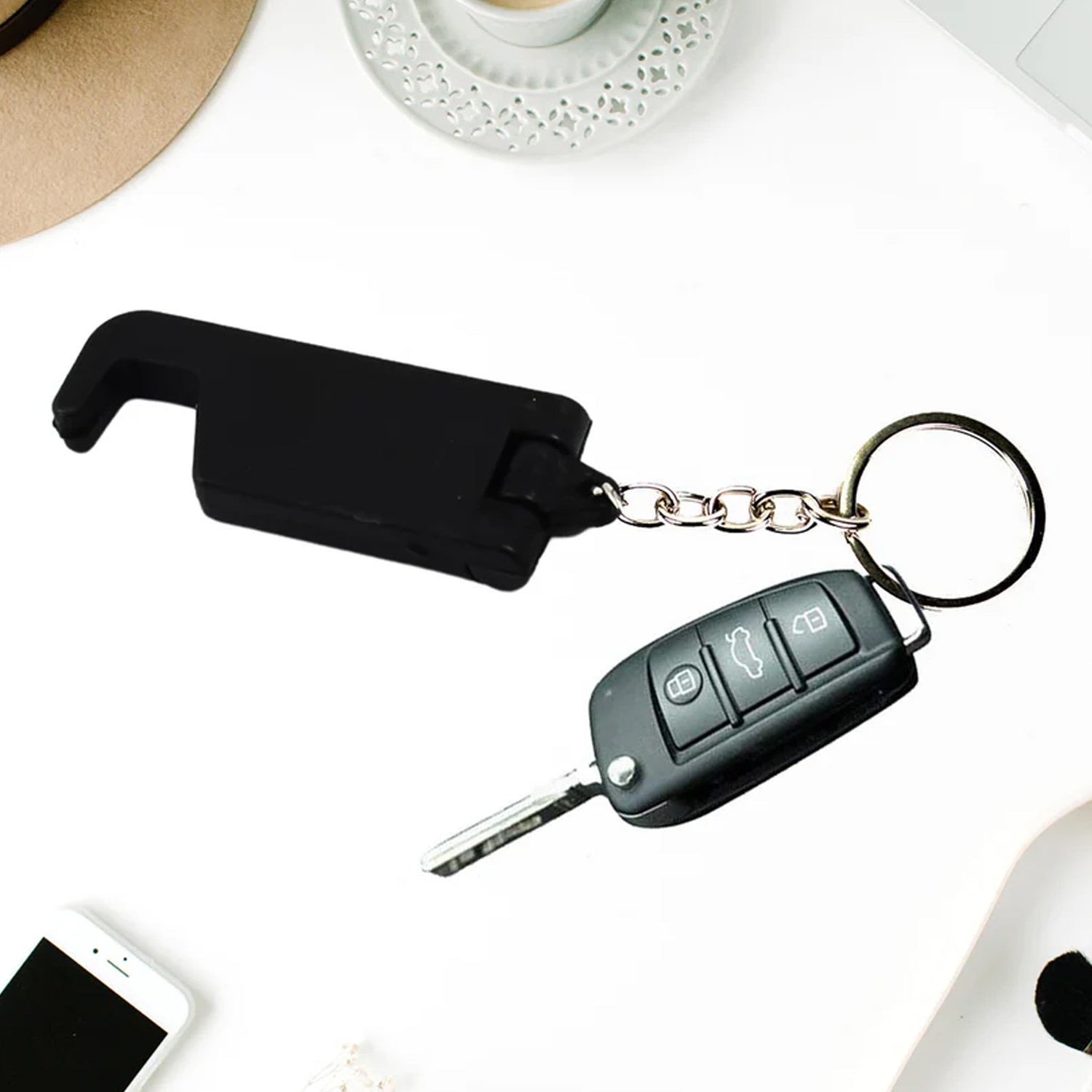 Hold key multi tool plastic keychain mobile stand multipurpose