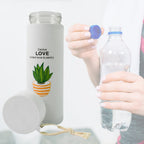 Bottom view of the 450ml glass water bottle, showing its stable base and quality construction.