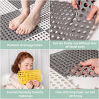 Slip resistant bath mat ensuring safety during bathing.