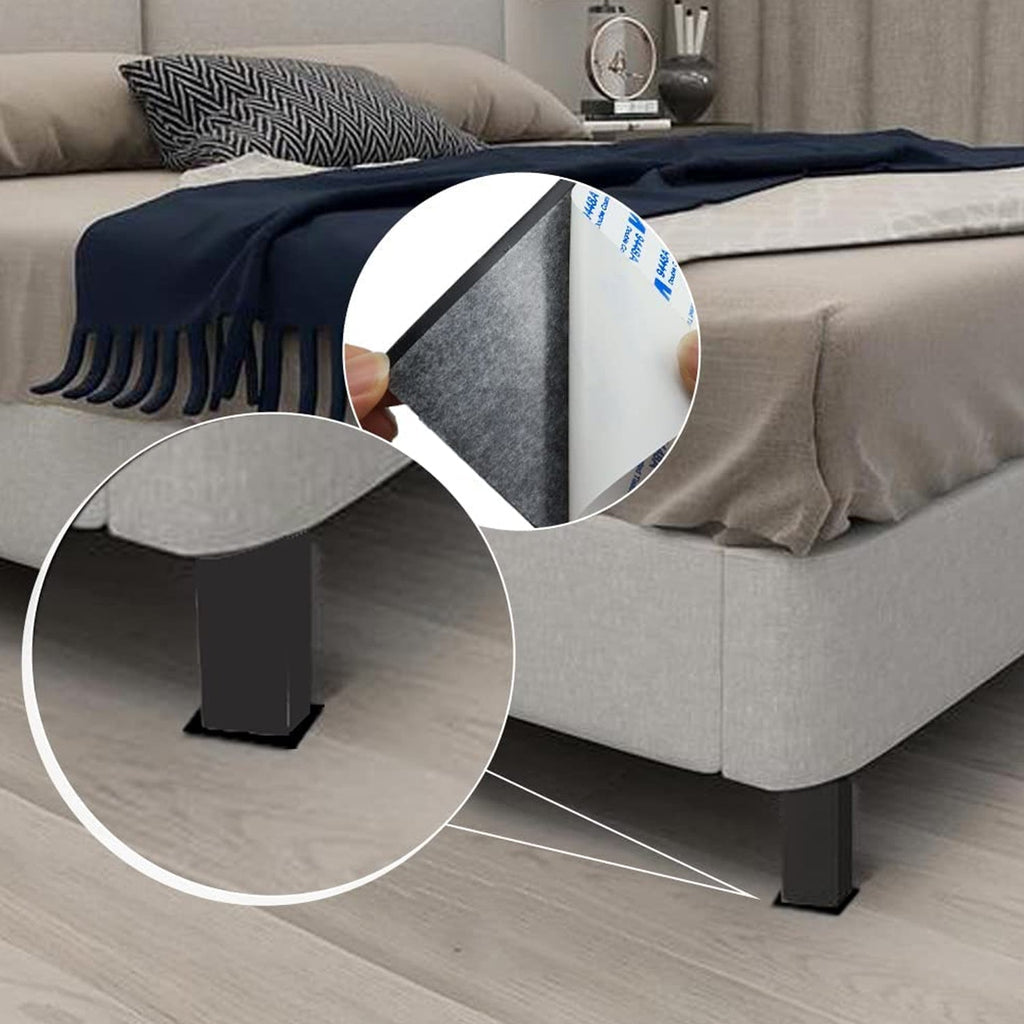 Safelix felt furniture pads protecting different types of furniture on hard floors.