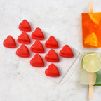 Detailed view of the flexible silicone ice cube tray material.
