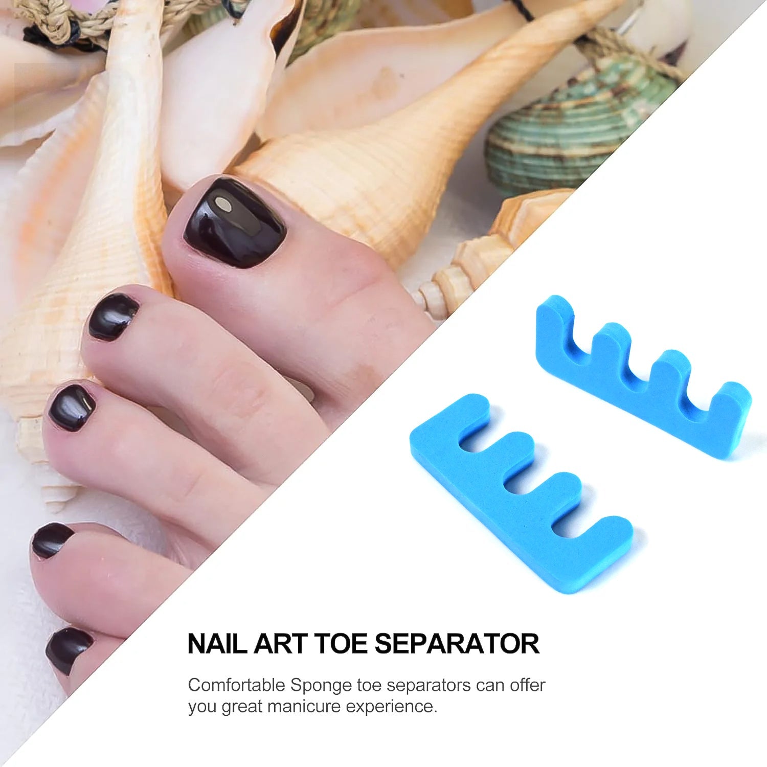 Durable sponge toe spacers providing effective toe separation during pedicures