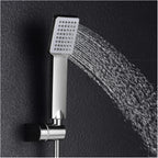 High pressure shower head spraying water, showcasing its powerful jet stream.