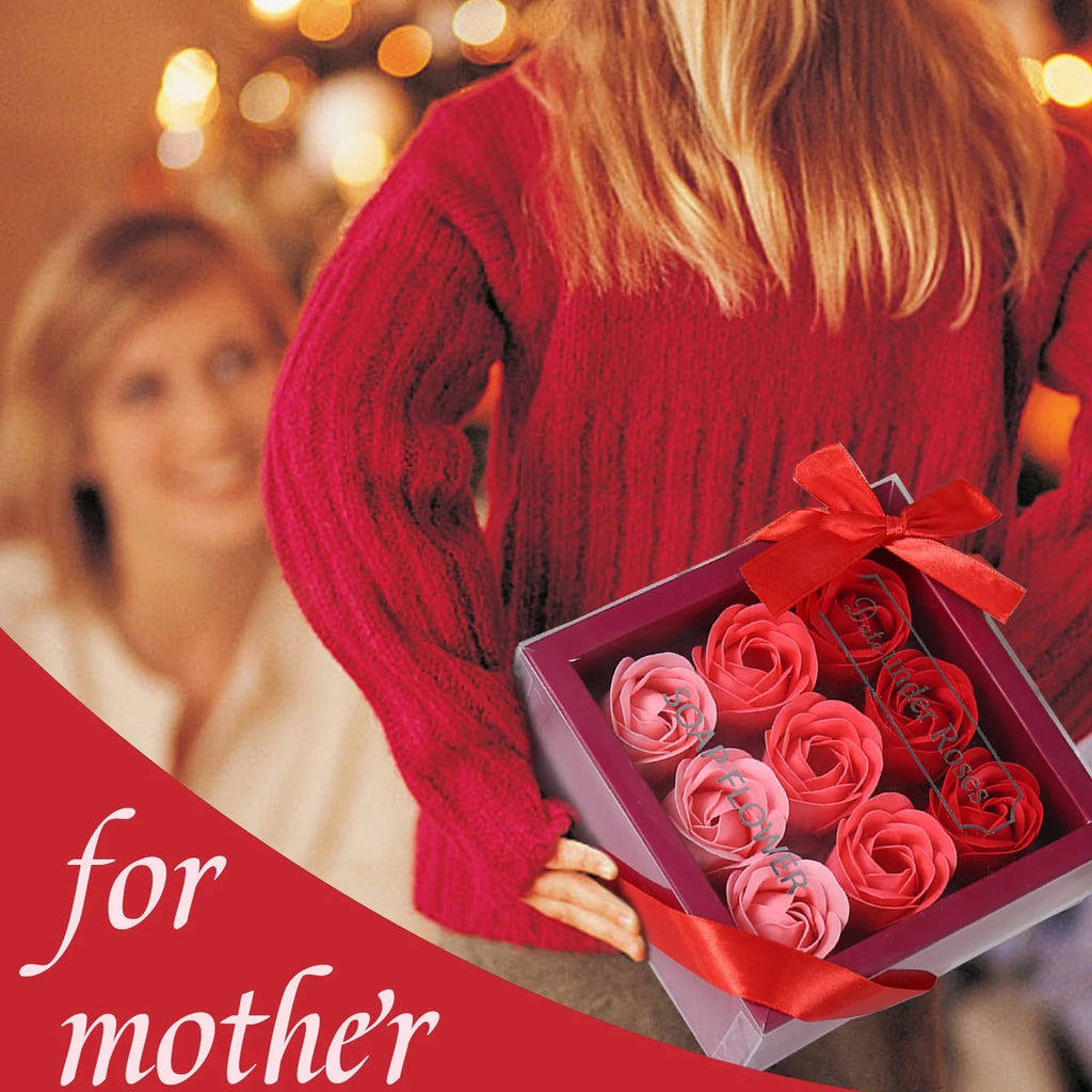Ever Bloom rose-shaped bath soaps arranged in a decorative gift box