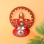 Decorative indoor wooden diya stand perfect for puja rituals