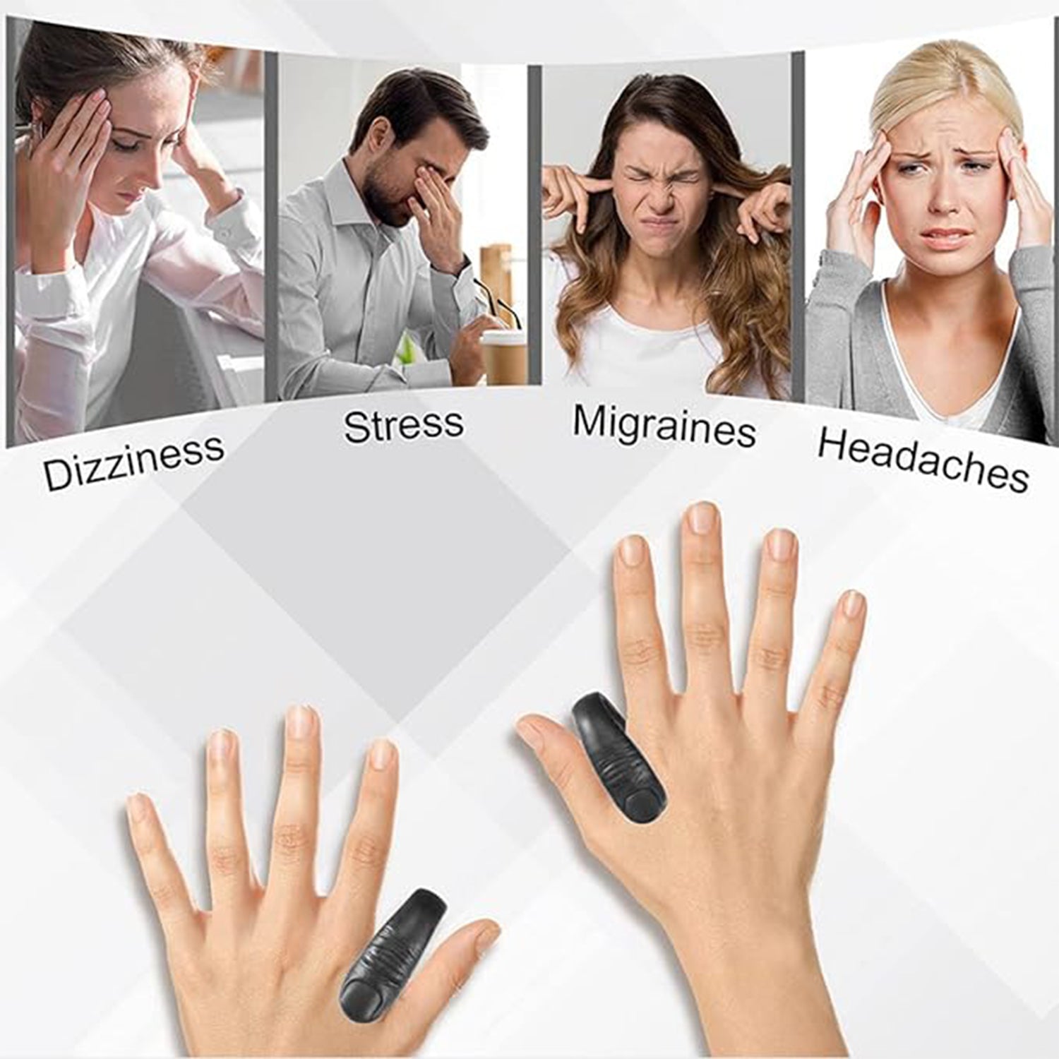 Detailed view of LI4 Acupressure Clip on hand for tension relief