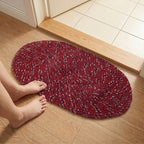 Cozy red oval floor mat that complements home decor