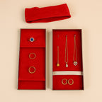 Side profile of the premium stainless steel jewellery box, highlighting its sleek design and handle.