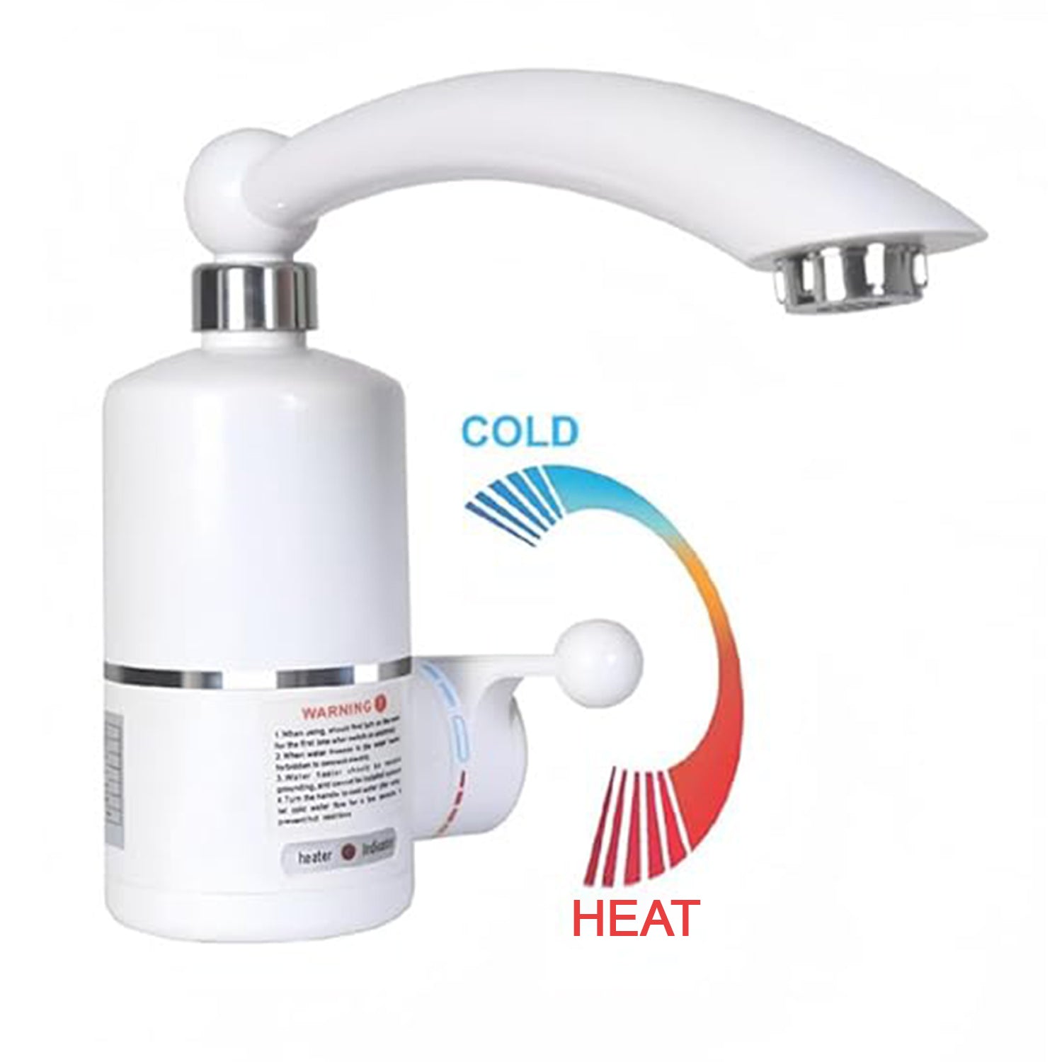 Electric water heater faucet installed in a modern bathroom setting