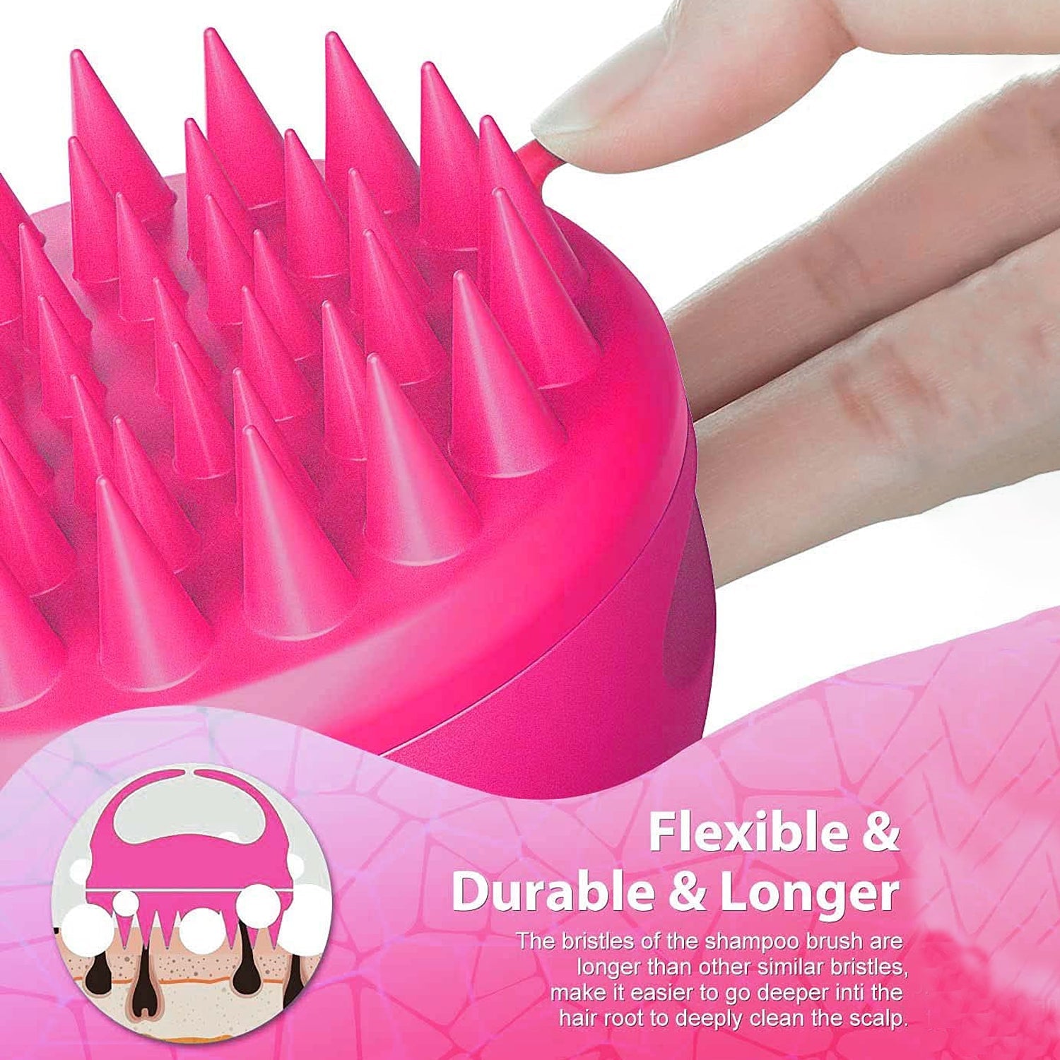 Ergonomic silicone Scalp Massager Comb for hair and scalp care.