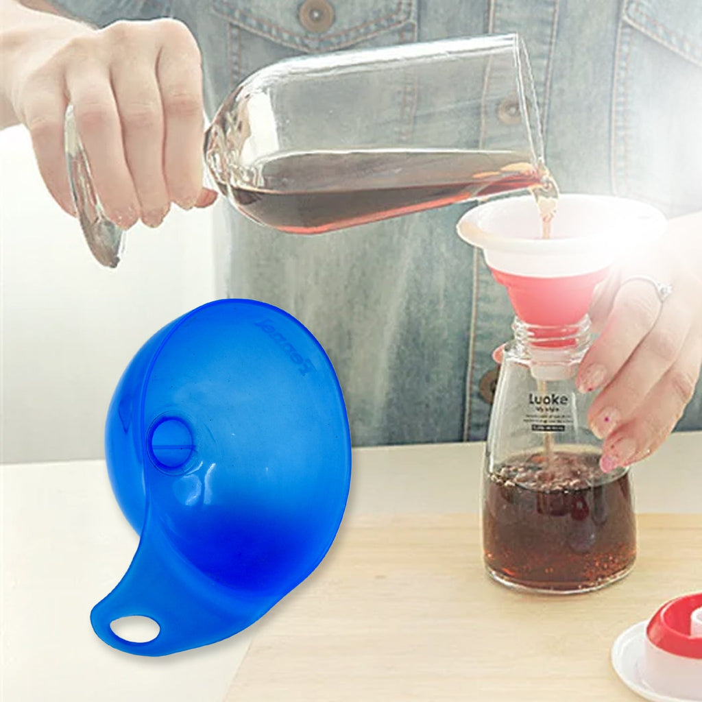 Close-up view of the robust plastic funnel material and its wide opening.