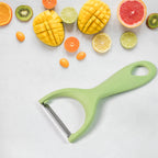 Dynamic angled view of the professional colourful kitchen knife set by CookAura.