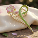 Side view of floral hair claw clip with secure grip mechanism