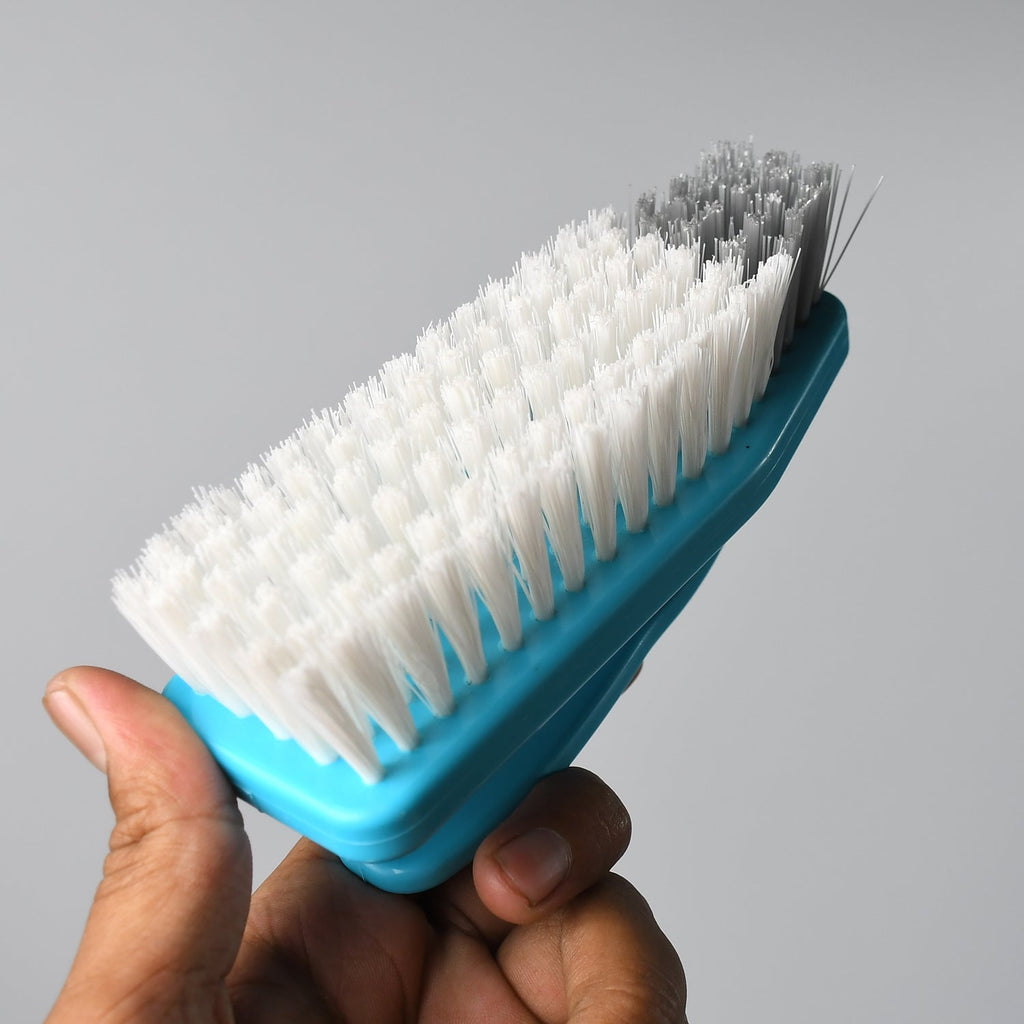 Versatile cleaning brush for home, kitchen, and laundry use.