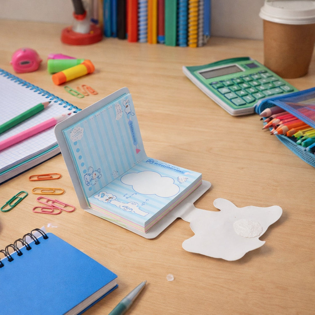 Closed mini memo book with protective cover and keychain