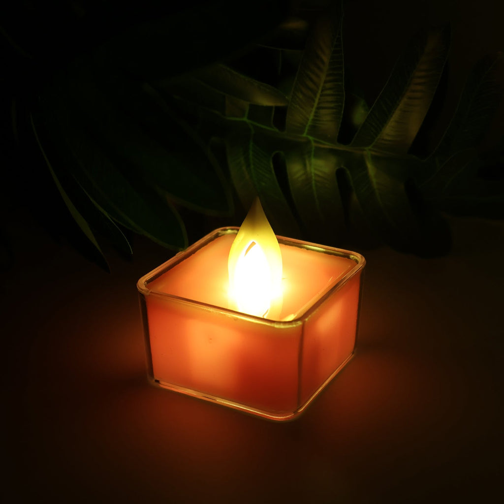 Colorful square LED tealight candles ideal for festive and wedding decor