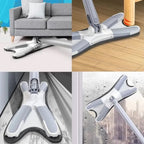 A user effortlessly cleaning a wide floor area with the easy squeeze flat mop.