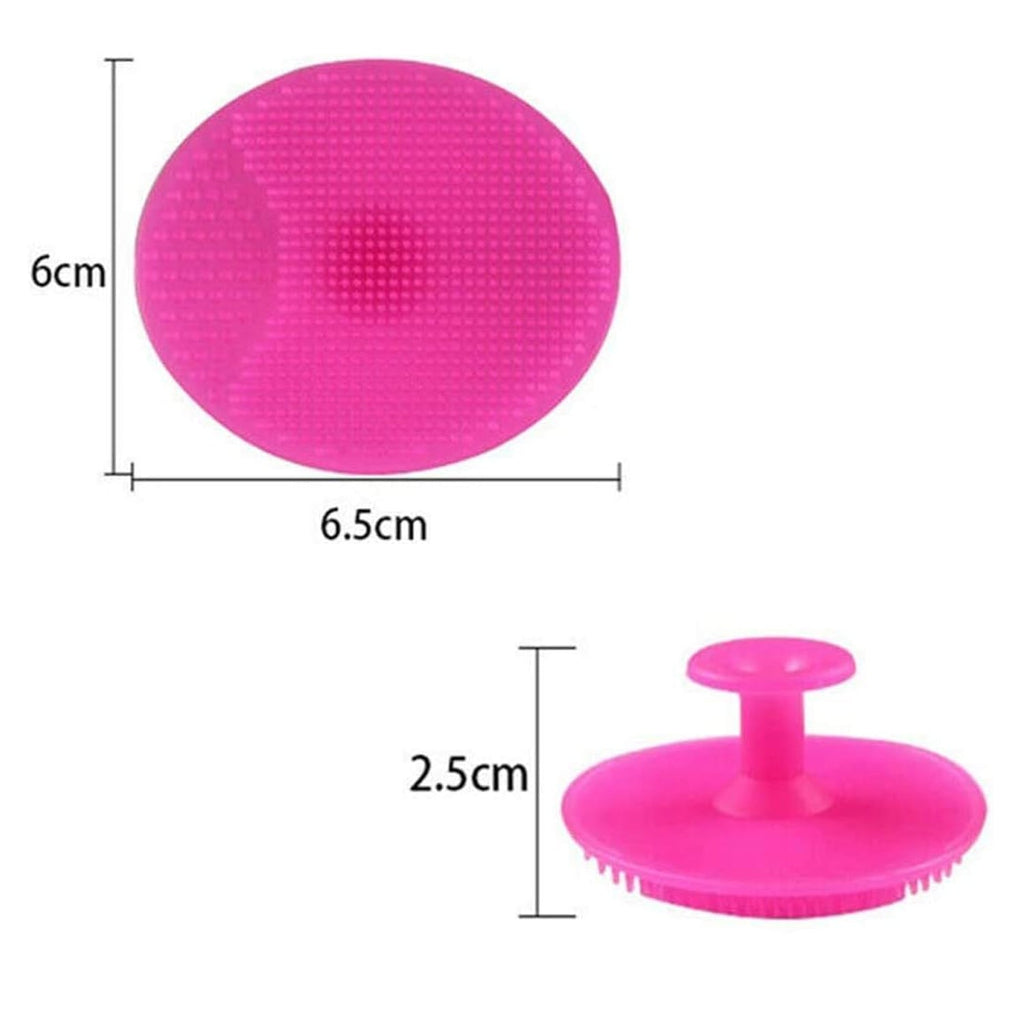 Silicone face scrubber massaging the skin, showing its flexible design.