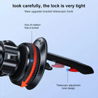 Magnetic car phone holder with a phone in portrait mode, showing easy access.