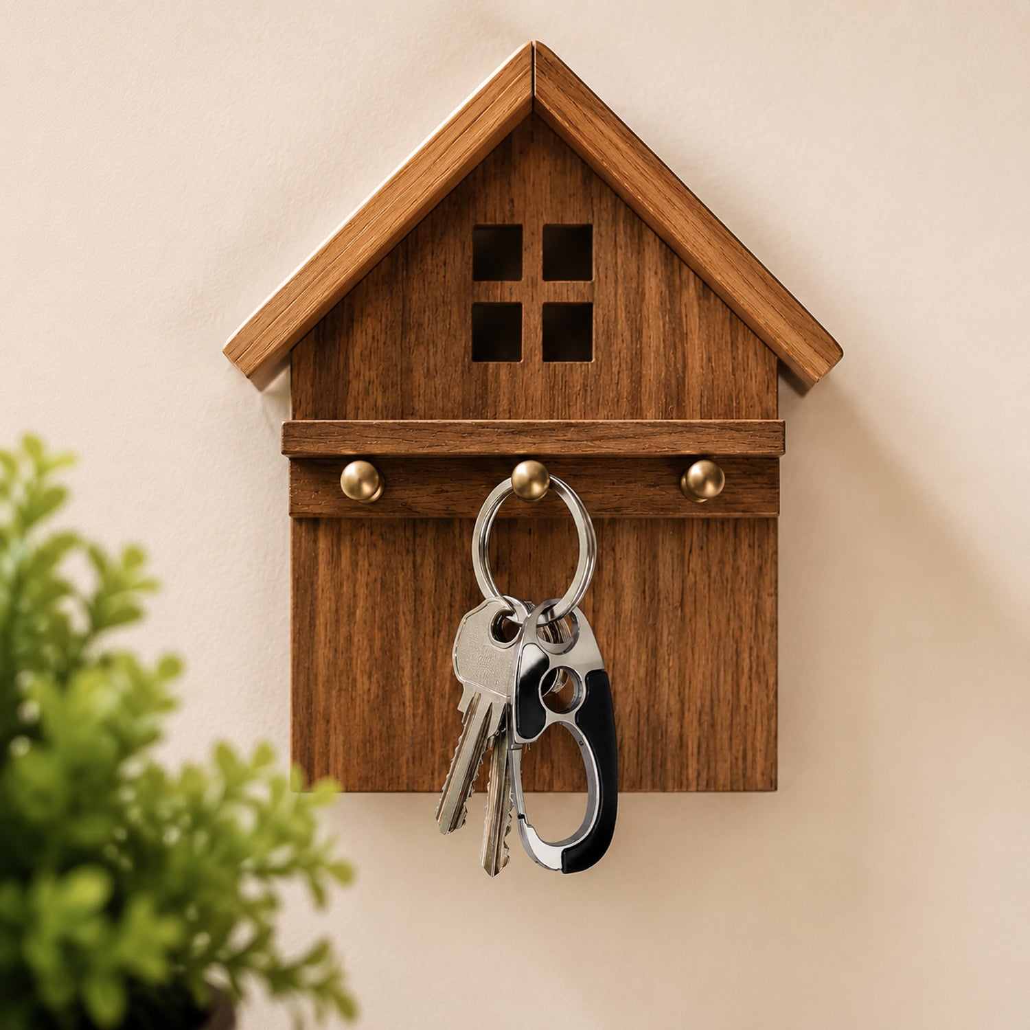 Compact stainless steel keychain with locking clip attached to bag