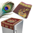 Fridge cover with small items neatly stored in its convenient side pockets.