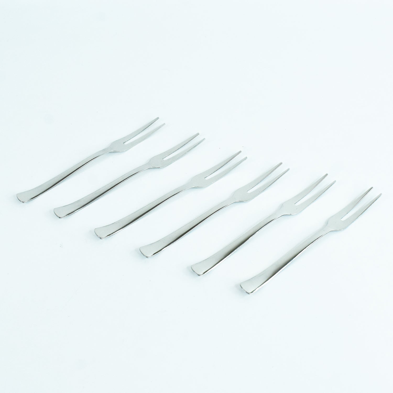 Apex stainless steel fruit fork set showcased for parties and gifting