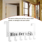 Ultra durable heavy-duty carbon steel 6-hook over door rack in white color