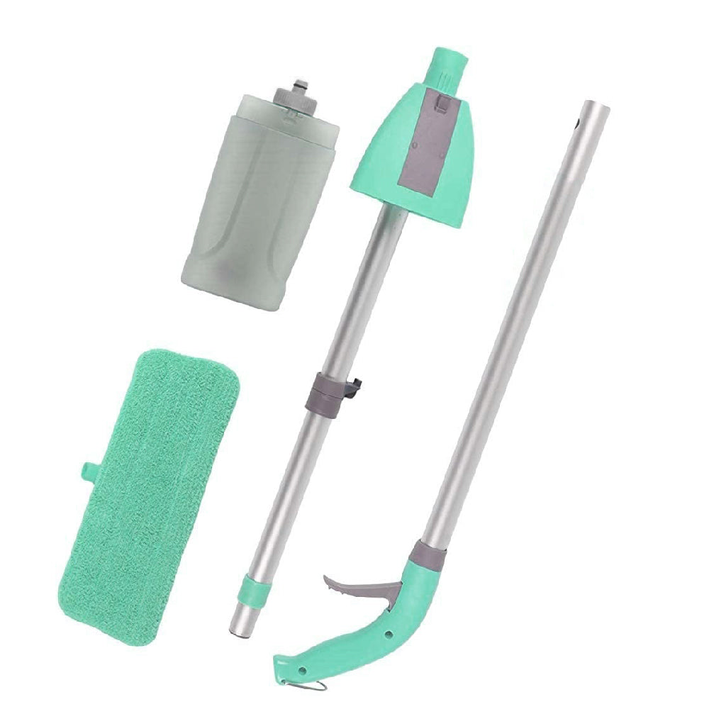 Full view of the 360-degree rotating spray mop with its microfiber pad.