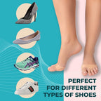 Infographic showing the benefits of silicone tiptoe protectors for toe pain relief and comfort.