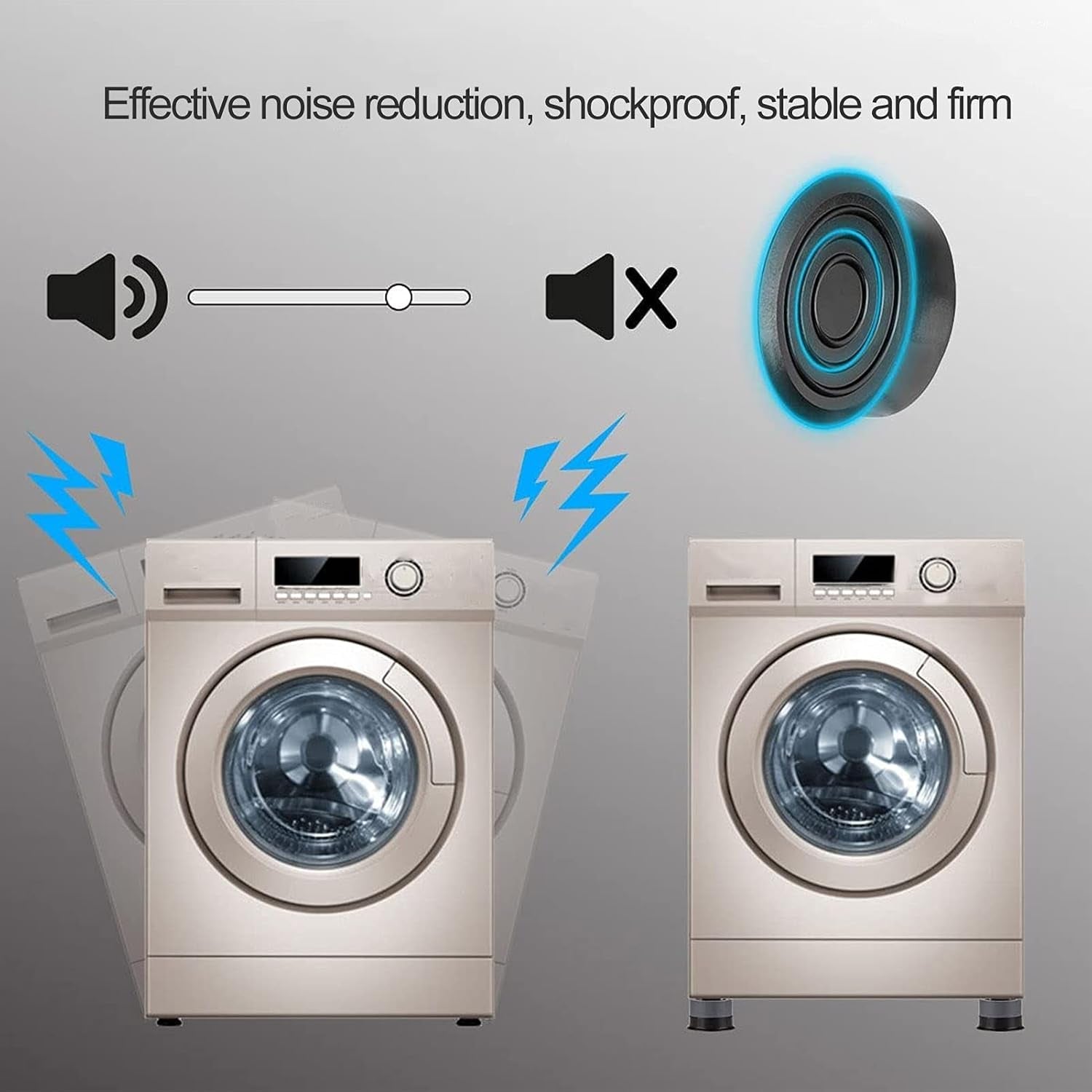 Premium rubber and plastic washing machine anti-vibration support pads