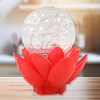 Battery operated Crystal Ball Lotus LED decorative lamp showing colorful glow