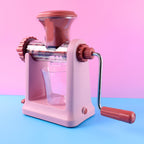 Closeup of sturdy handle of manual juicer for comfortable grip