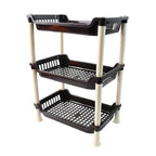 Vertical space-saving design of the 3-Tier Plastic Storage Rack Organizer