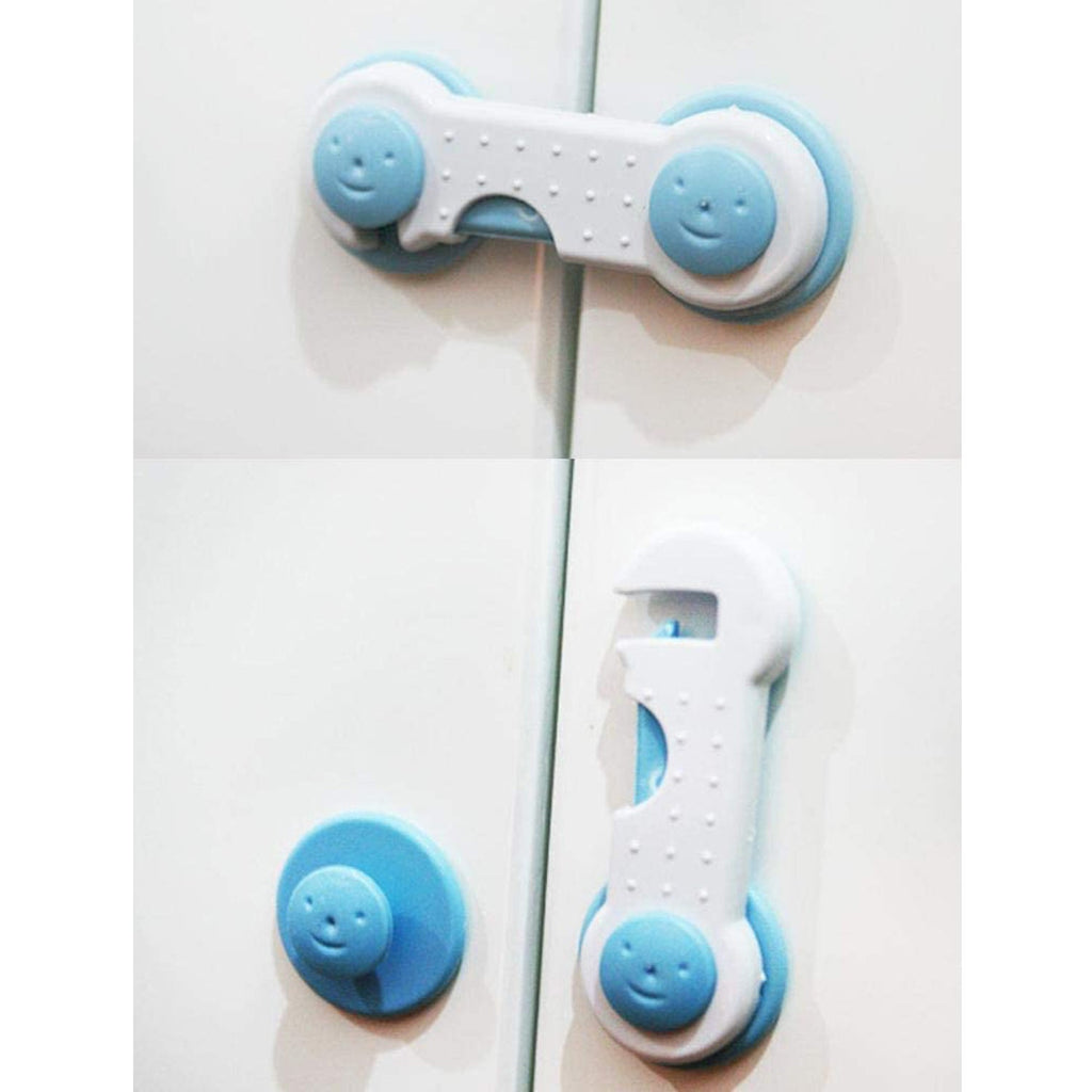 Child safety lock effectively securing a drawer, preventing access.