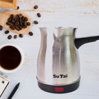 Side view of the Siplix electric kettle, showcasing the ergonomic handle and anti-slip base.