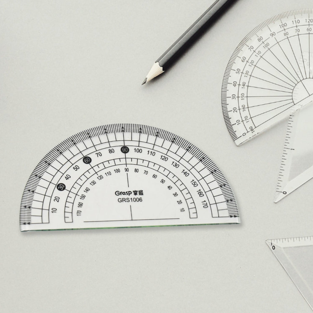 Geometry tools set with transparent rulers for math and drafting tasks