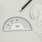 Geometry tools set with transparent rulers for math and drafting tasks
