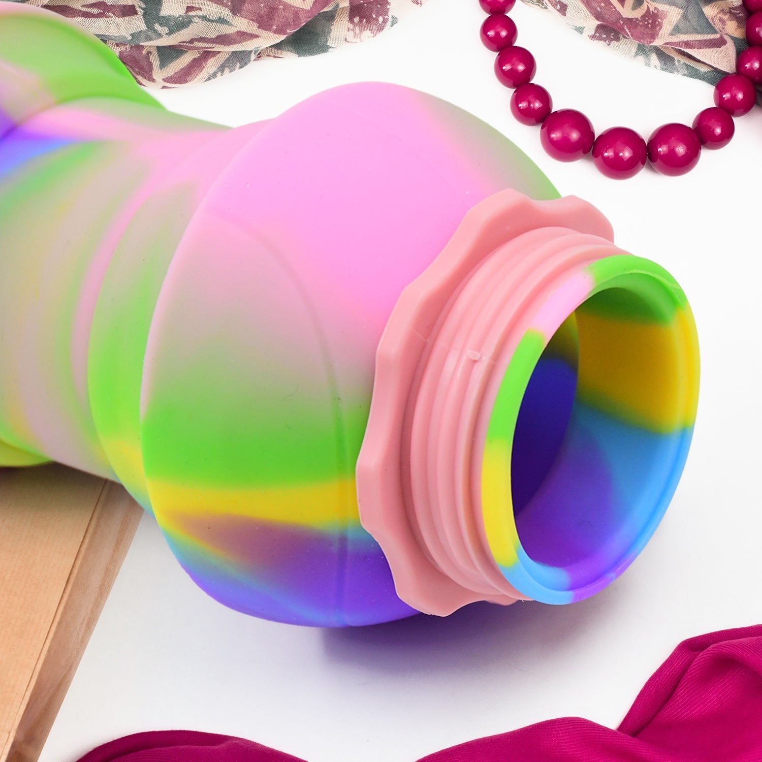 260 ML capacity collapsible water bottle in a vibrant color, ready for filling.