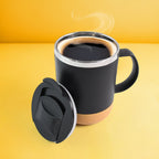 Side view of Konvex insulated coffee mug with spill-proof lid