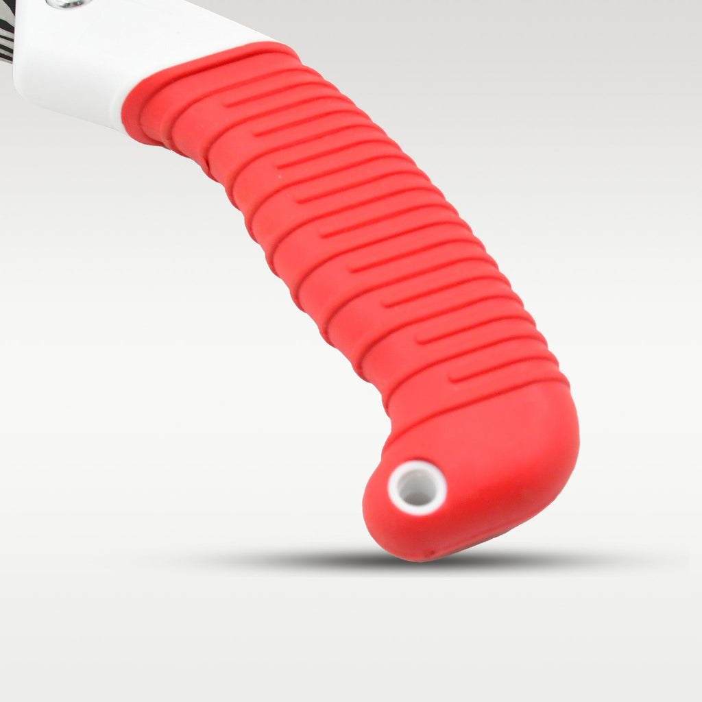 XcelCraft Hand Pruning Saw with a protective cover and ergonomic handle.