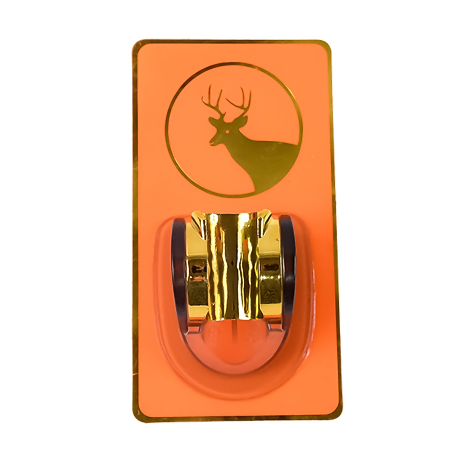 Gold-finish shower bracket with durable self-adhesive mounting base