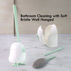 Bathroom cleaning brush set featuring flexible brush head