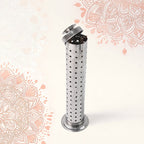 Side view of stainless steel agarbatti stick holder with ash catcher