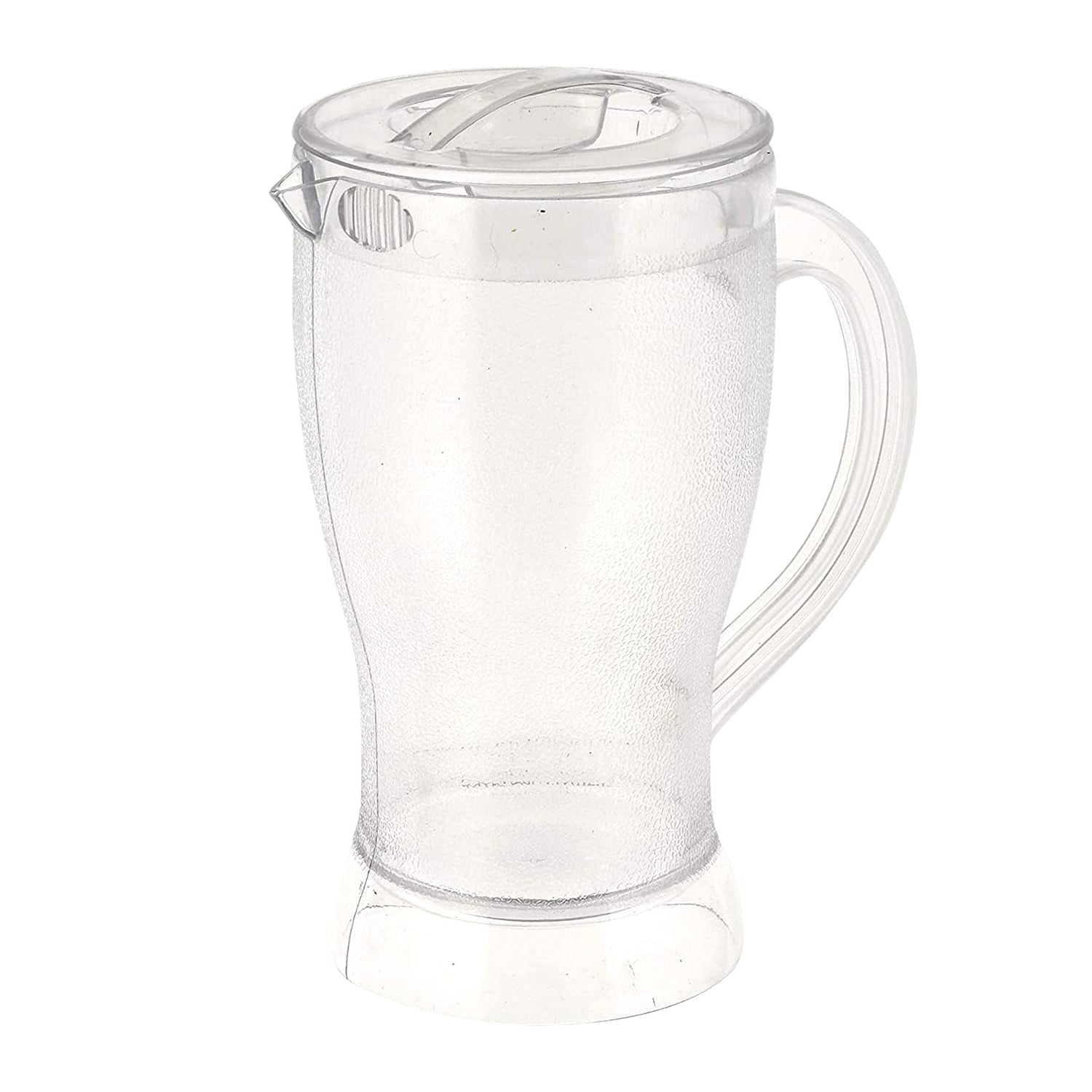 Lemon jug with clear body and spill-resistant lid for fresh drinks