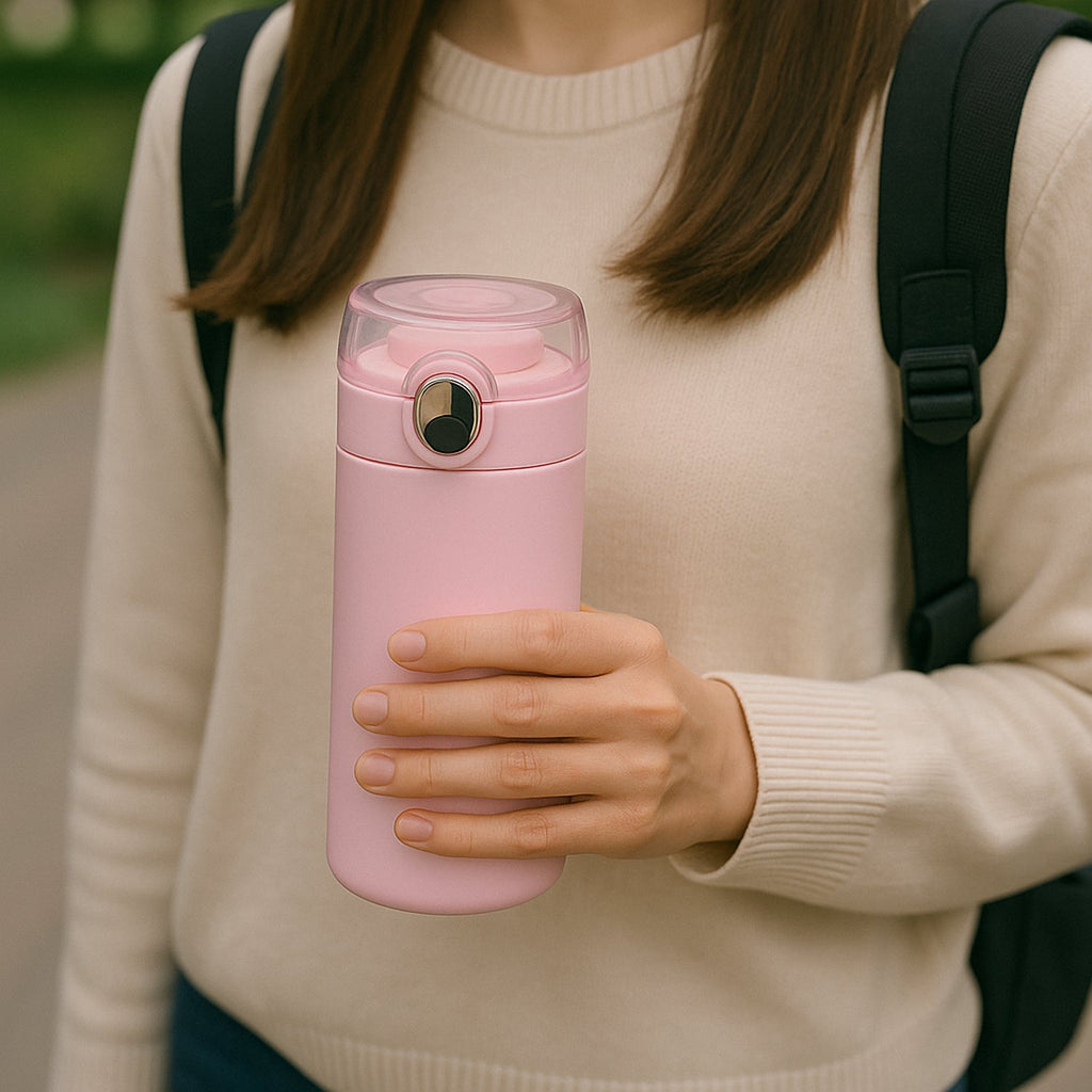 A vibrant red insulated stainless steel kids water bottle from , perfect for school.