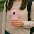 A vibrant red insulated stainless steel kids water bottle from , perfect for school.