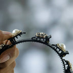 Chic hair headband with pearl embellishments for women
